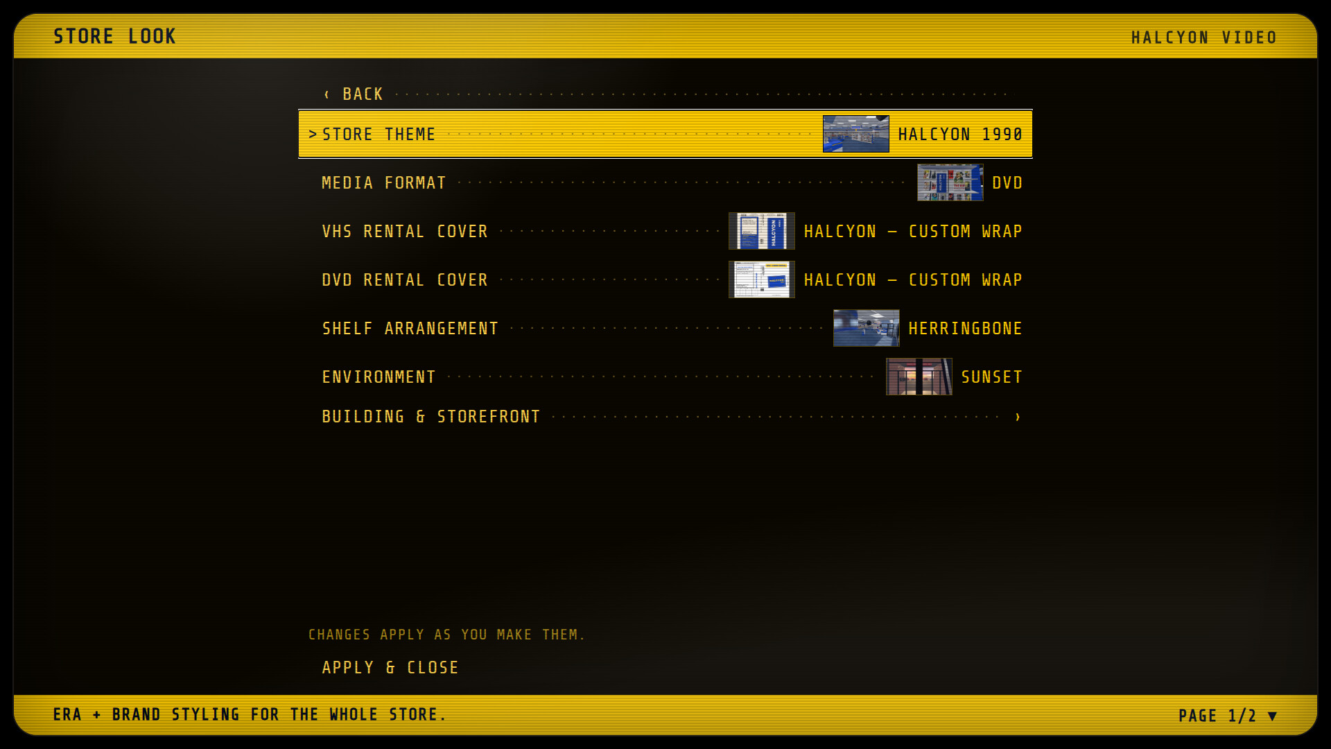 Store Look, with live thumbnails