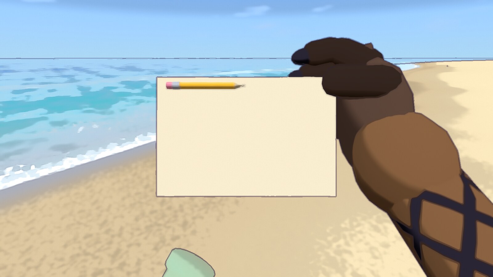 A blank page with a pencil stub, unrolled from a bottle