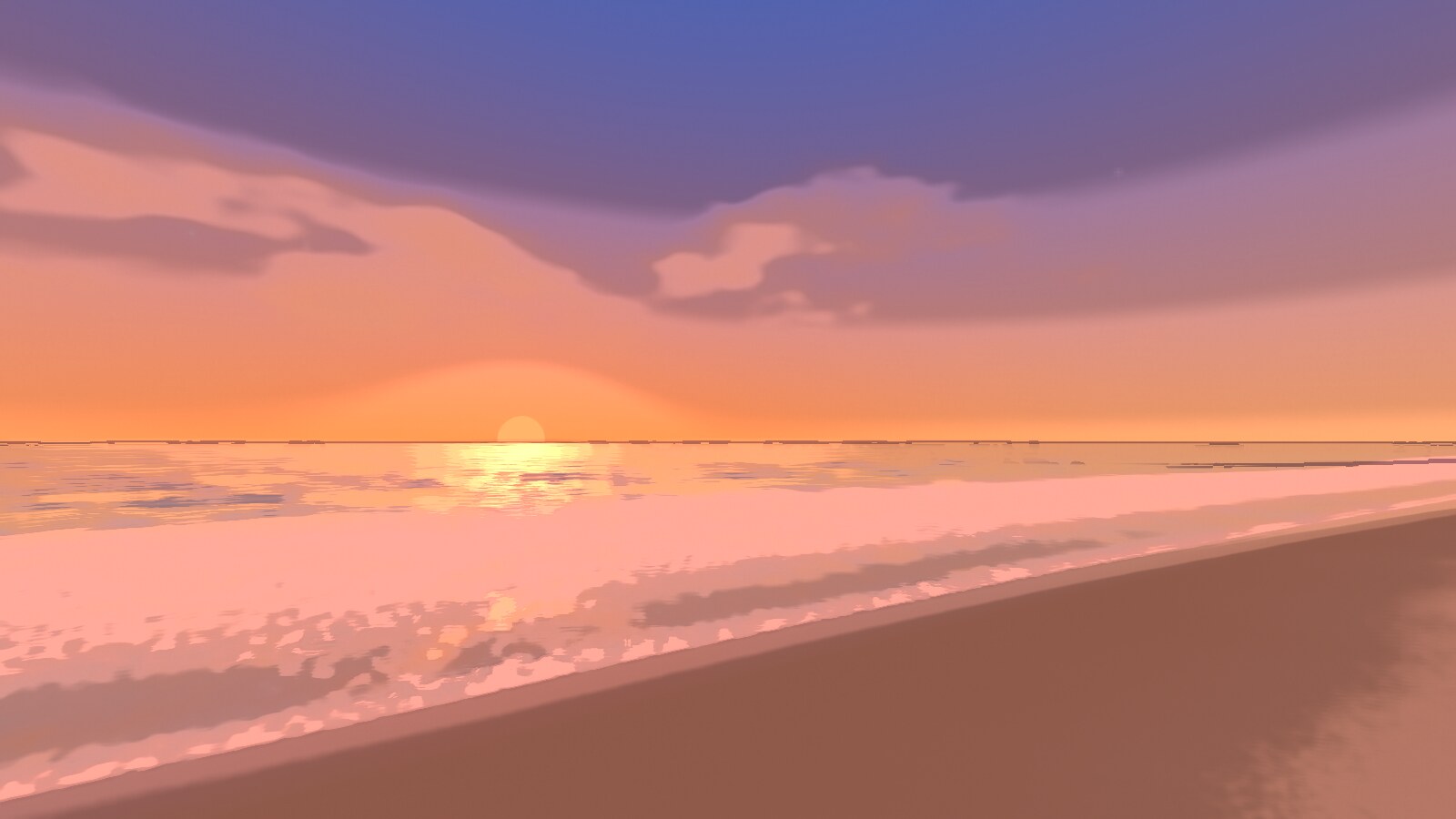 Sunset over the sea from the beach