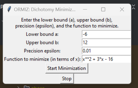 Initial Input Window