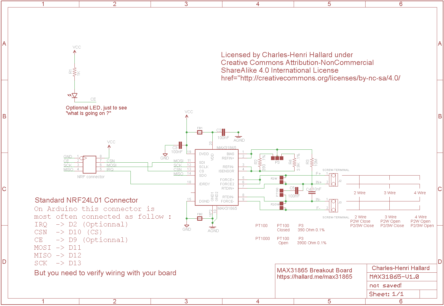MAX31865 breakout board schematic