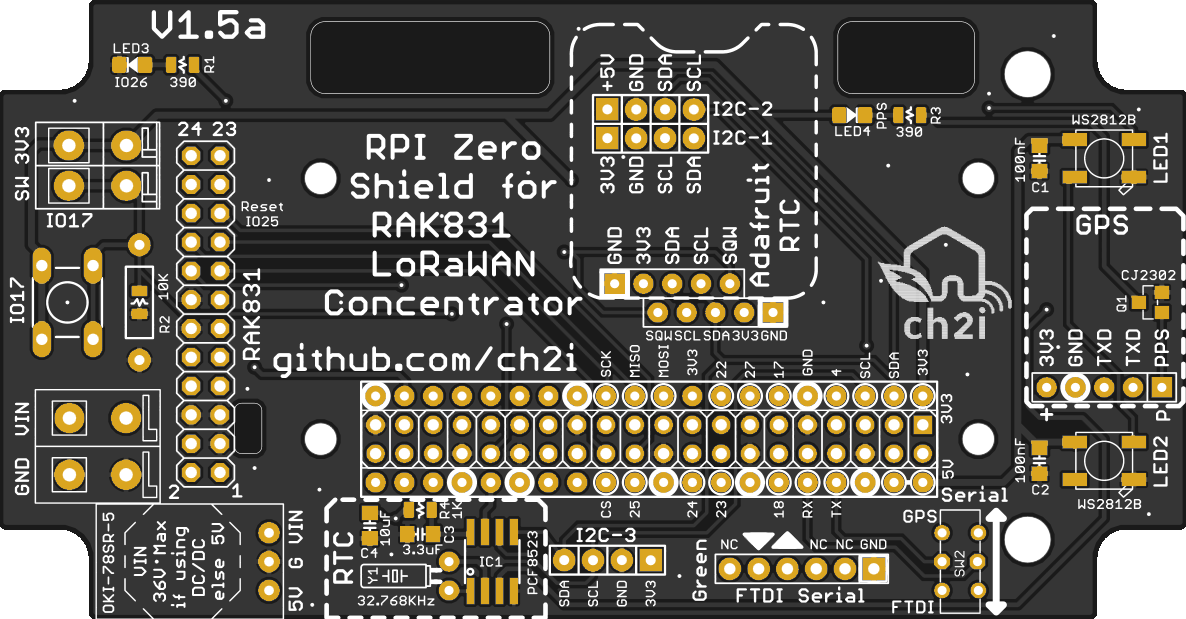 RAK831 Zero Shield V1.5 PCB Top