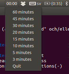 Ubuntu timer - menu open