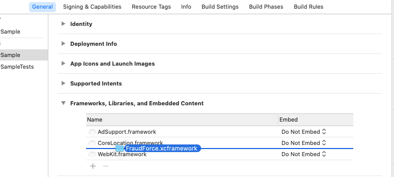 Drag in FraudForce.xcframework