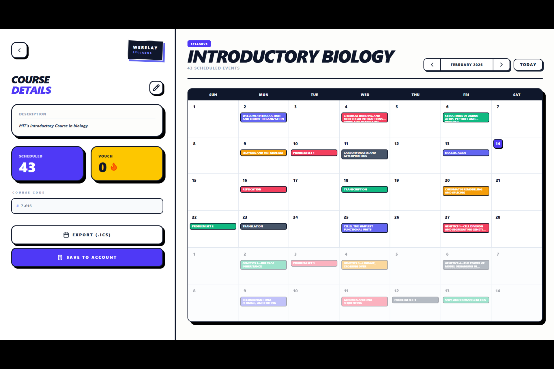 WeRelaySyllabus Calendar