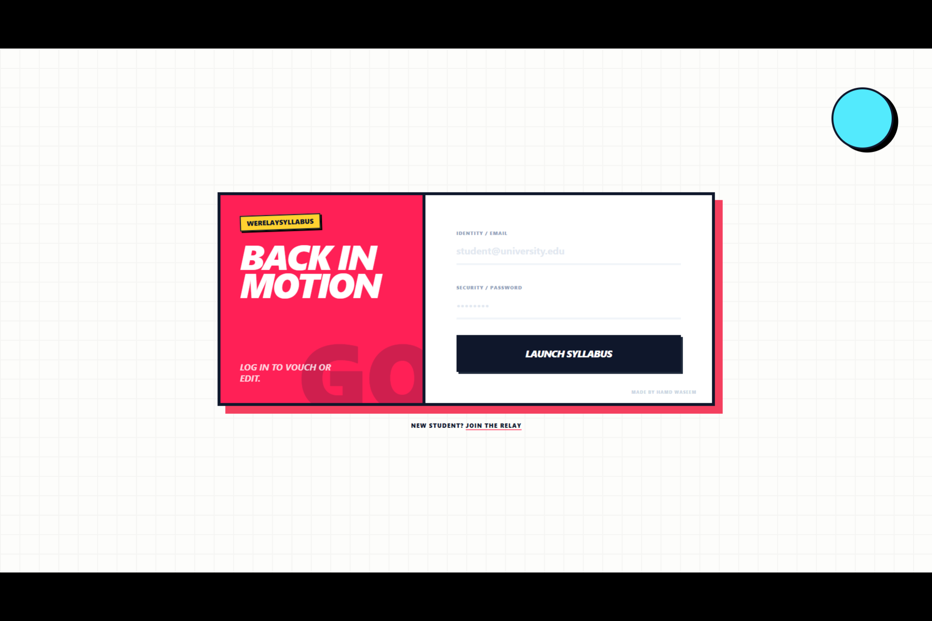 WeRelaySyllabus Login Page