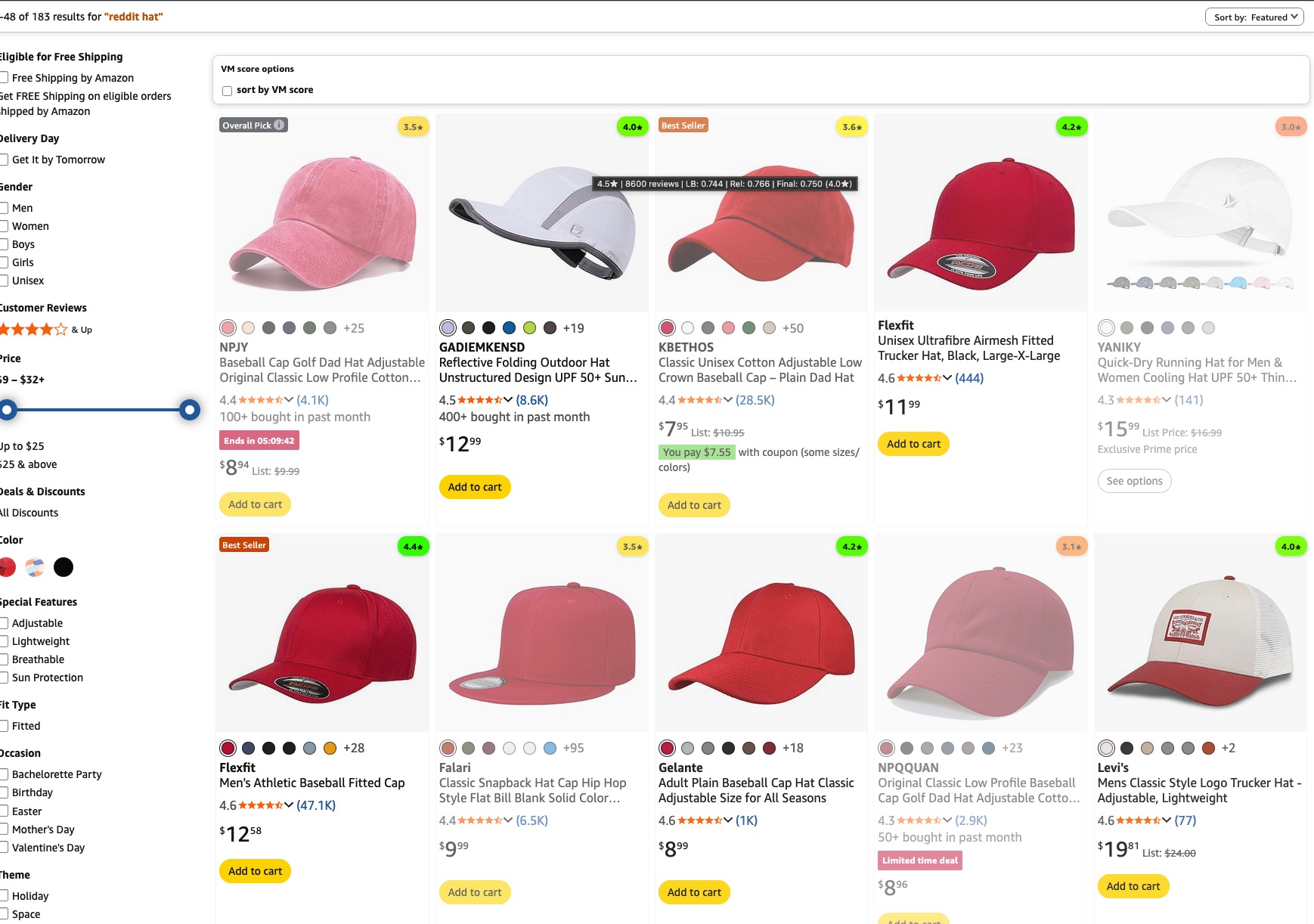 Amazon Review Score Color Borders screenshot
