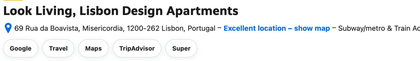 Booking Hotel Links bar under the property header