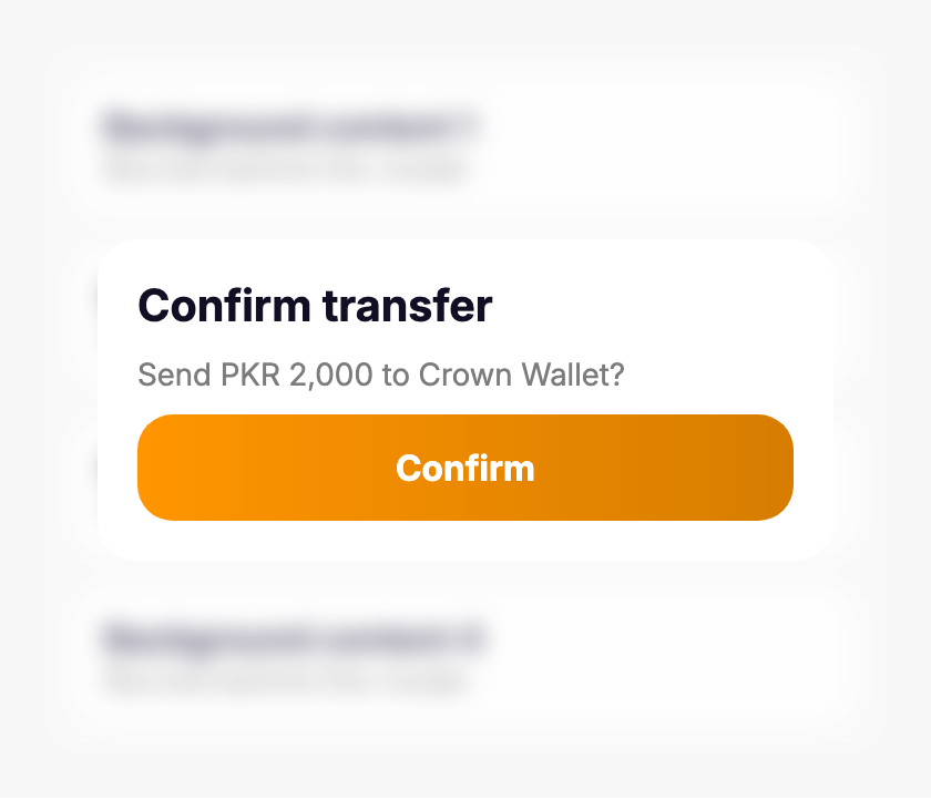 BlurModalBackdrop behind a confirmation dialog