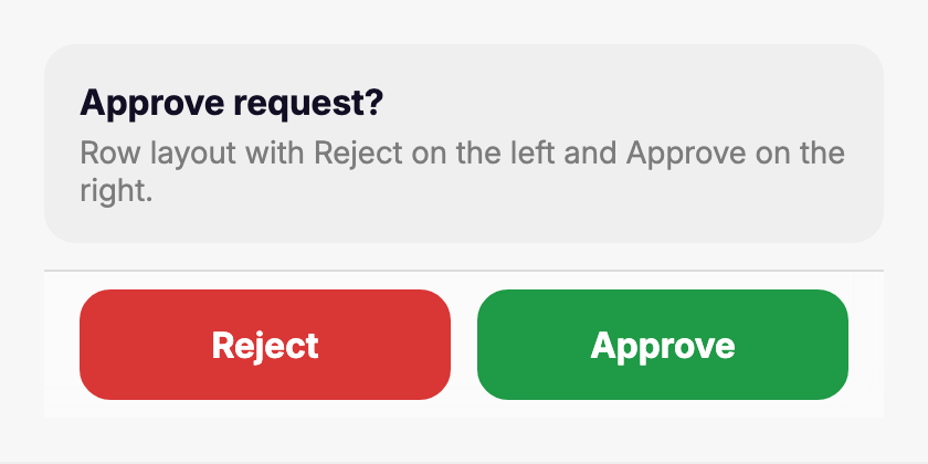 BottomActionsBar with Reject and Approve