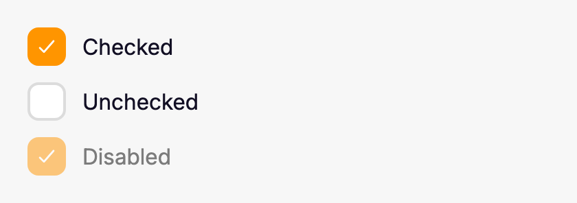 StyledCheckbox checked, unchecked and disabled