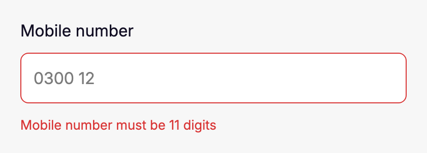 FieldError below an input