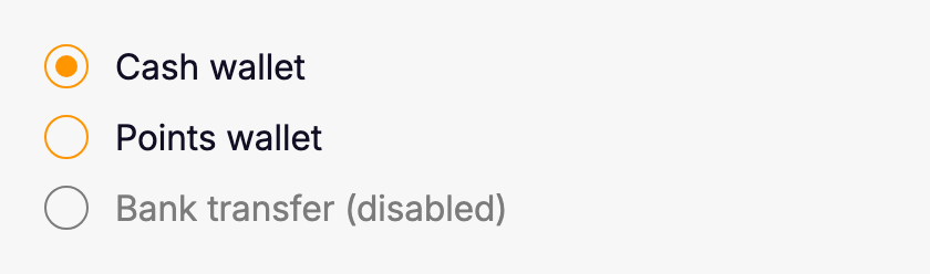 StyledRadioButton selected, unselected and disabled