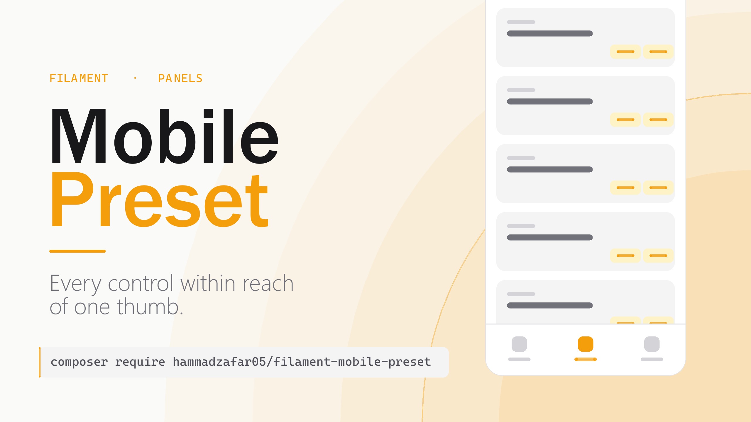 Mobile Preset: every control within reach of one thumb