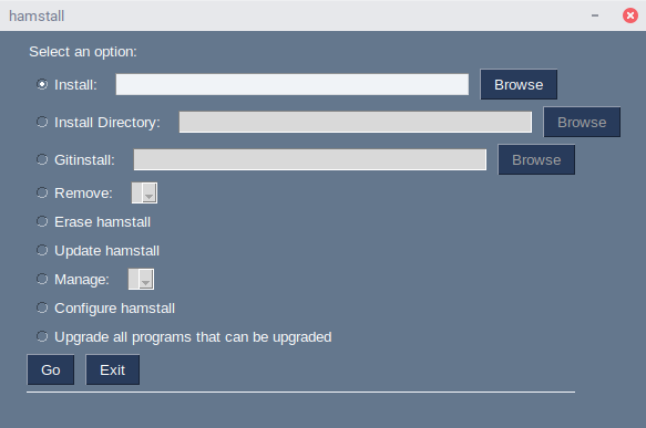 hamstall GUI Interface