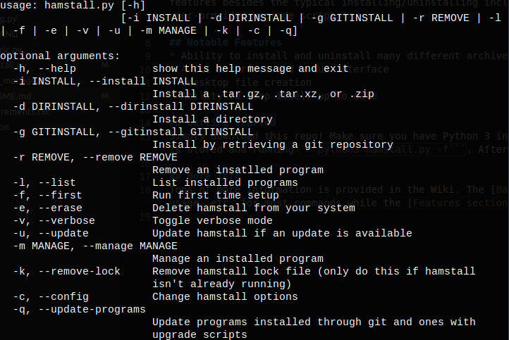 hamstall Terminal Interface