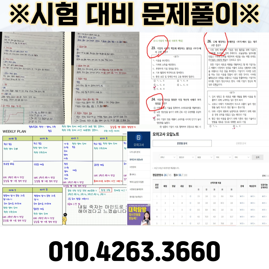 유성구원내동 다솜스쿨 시험 대비 문제풀이 예시