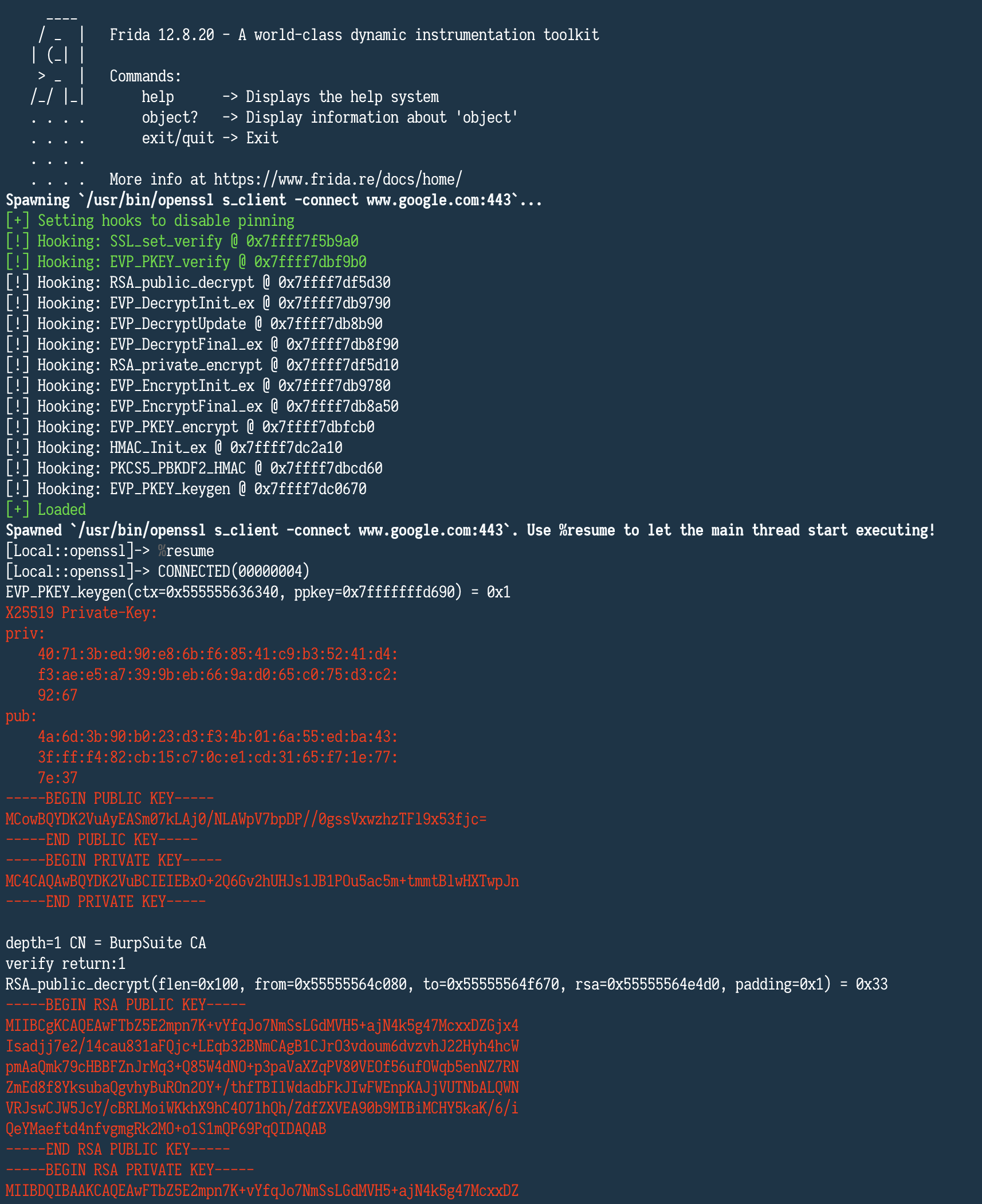 Hooking openssl executable