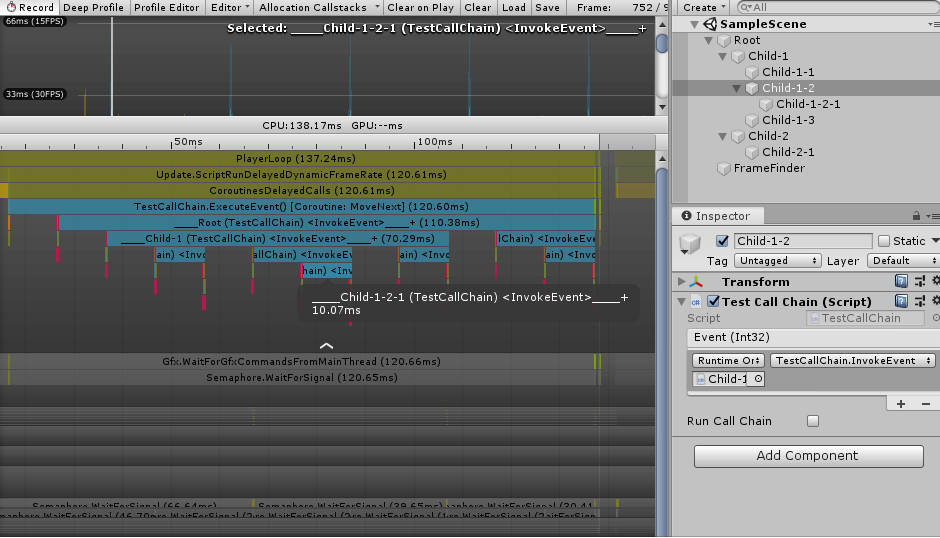 Event Call Chain Profiler view