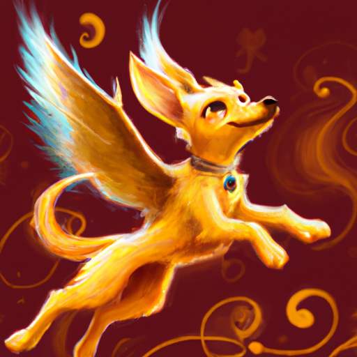 cute magical flying dog by DALL-E
