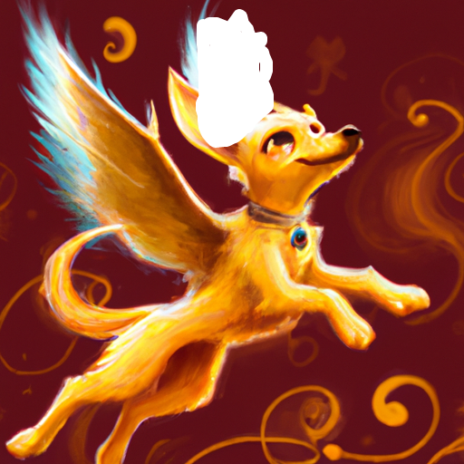 cute magical flying dog - transparency for edits