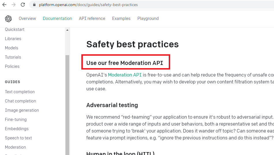 Free moderation API