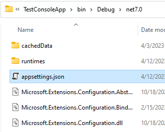 New appsettings.json file