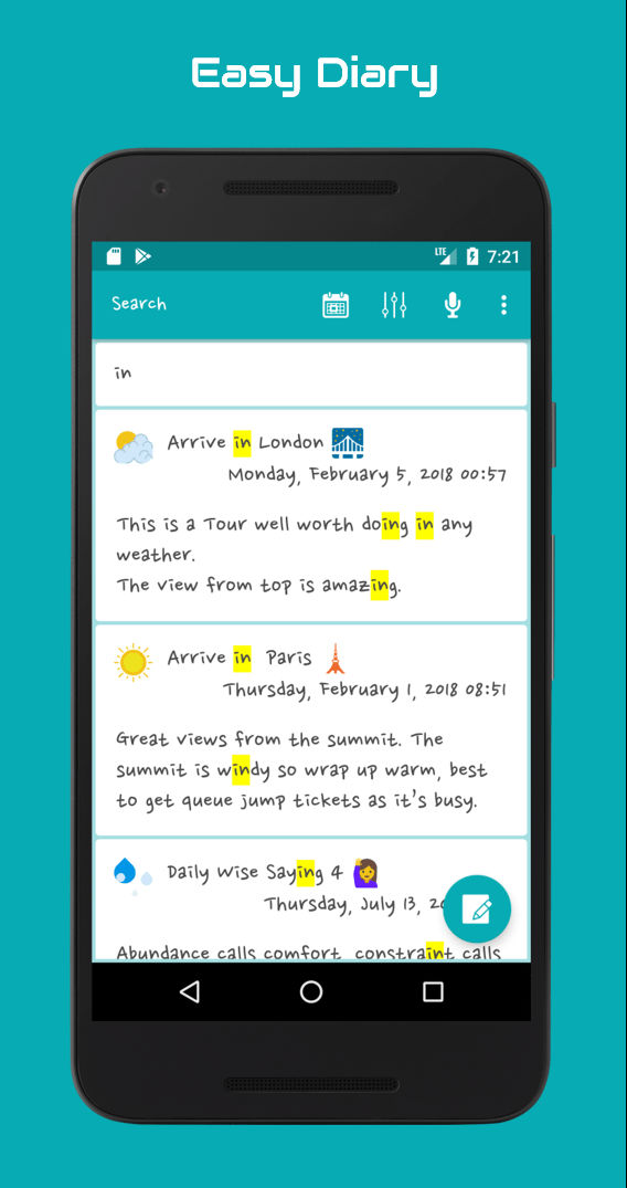 Screenshot 1 of EasyDiary — opens full size