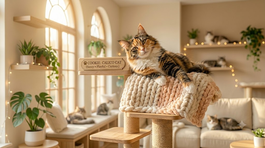 Cookie, a calico cat at Purr Heaven