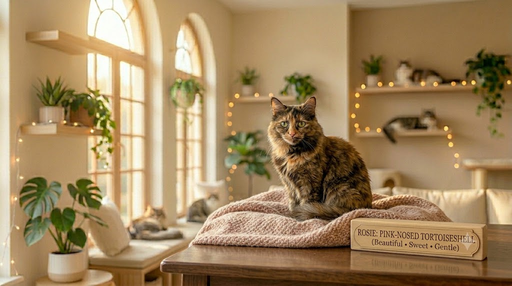 Rosie, a tortoiseshell cat at Purr Heaven