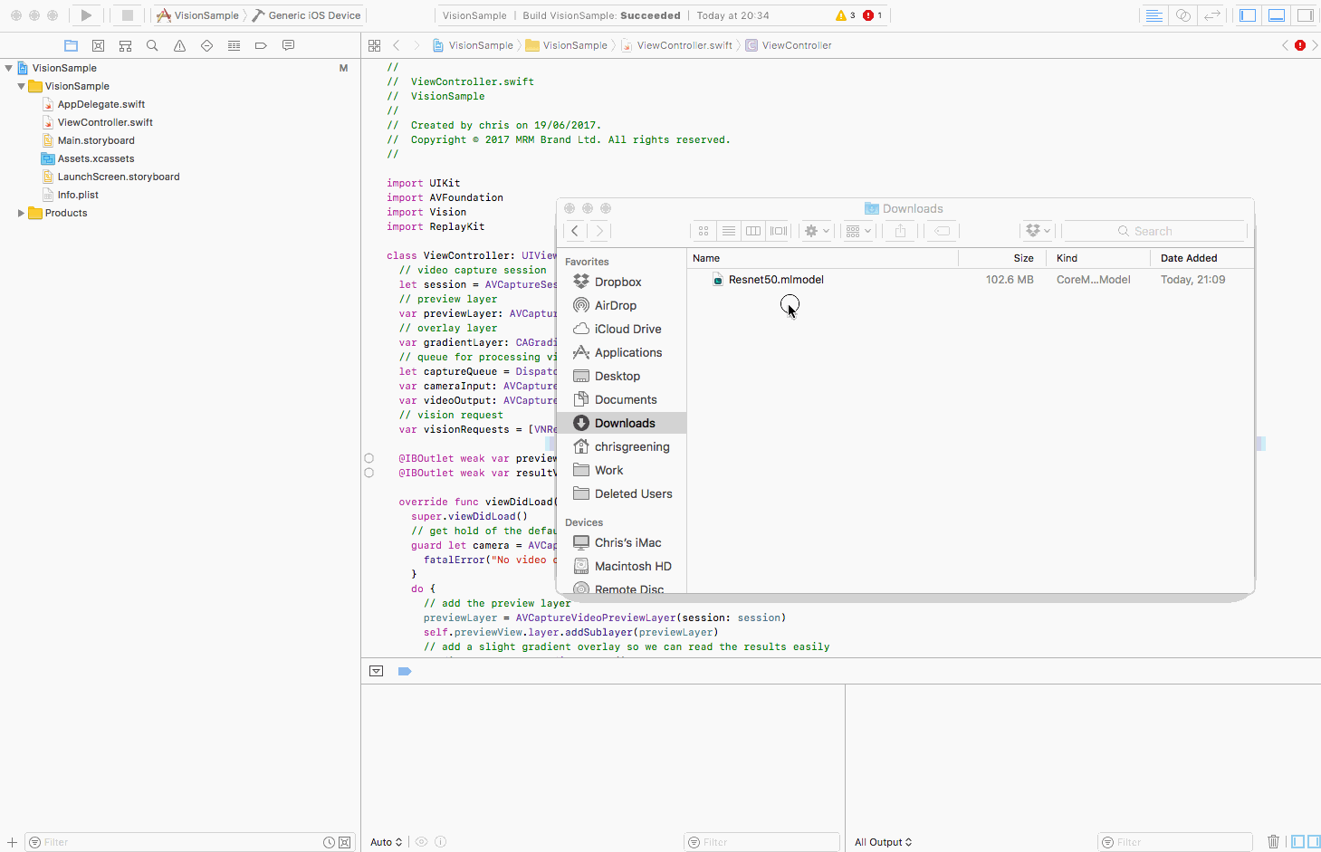 Gif to show dragging and dropping of model into XCode