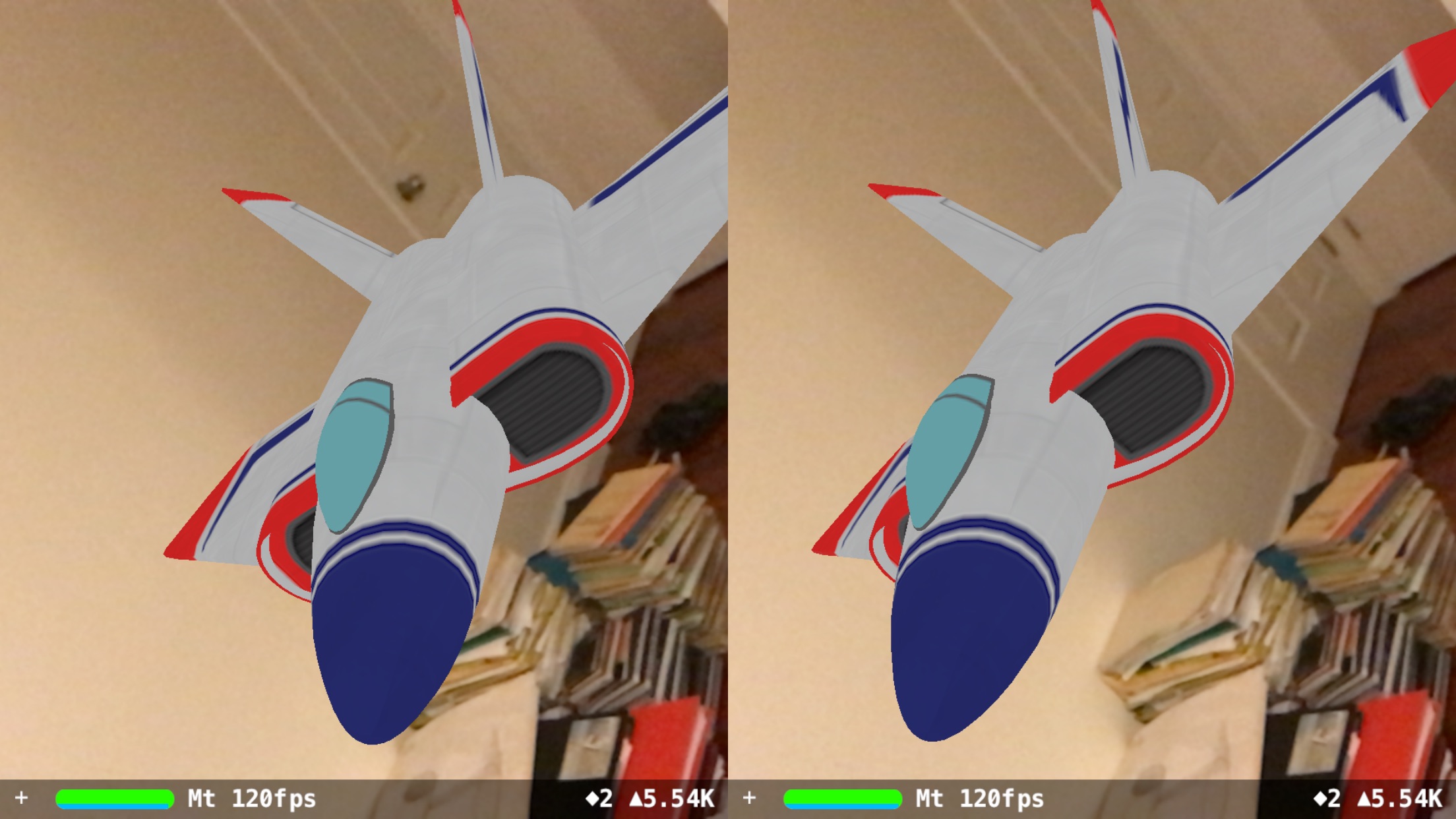 Snapshot of a left-eye view and right-eye view of ARKit Scenekit