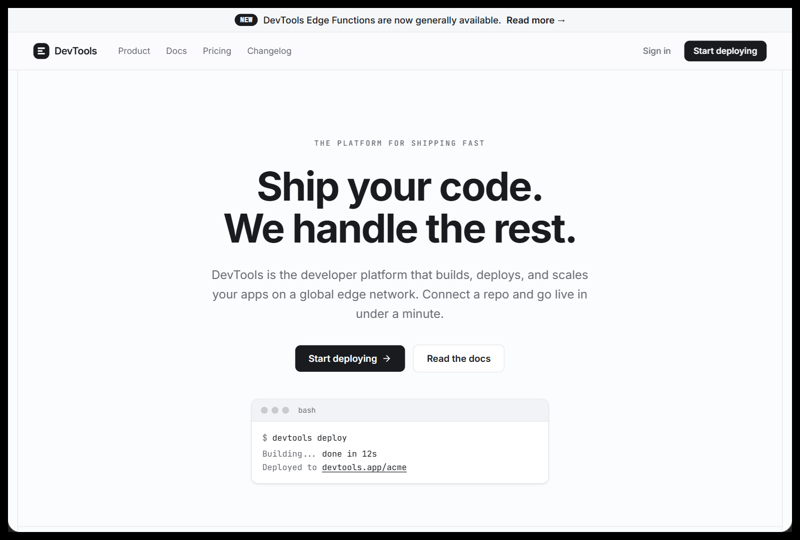 SaaS landing page template