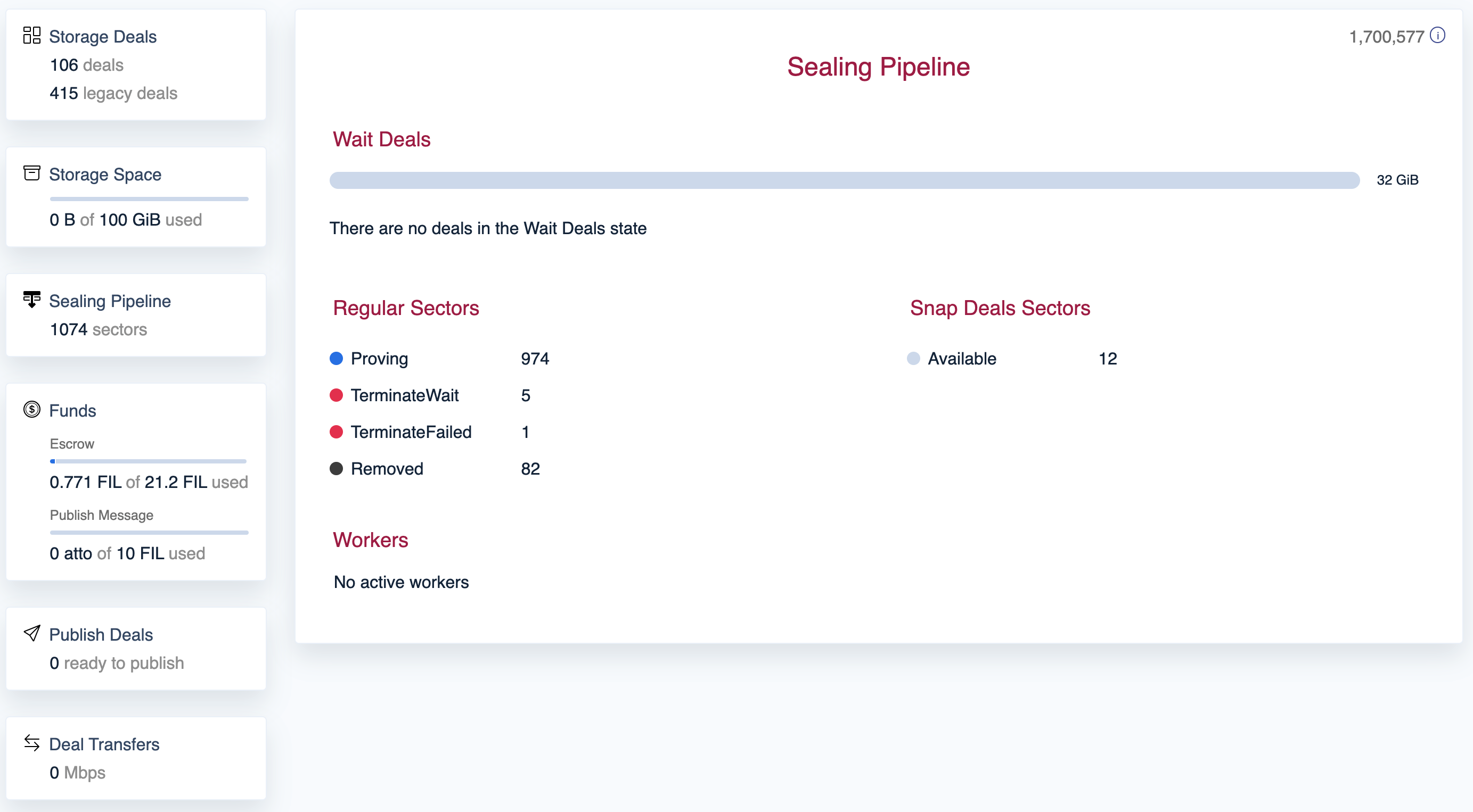 Web UI - Sealing Pipeline screen