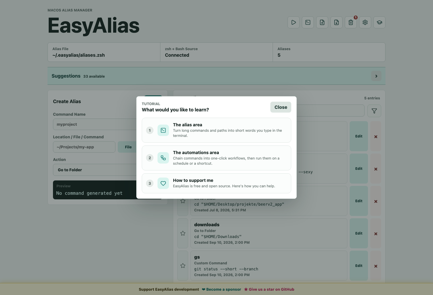 Built-in EasyAlias tutorial