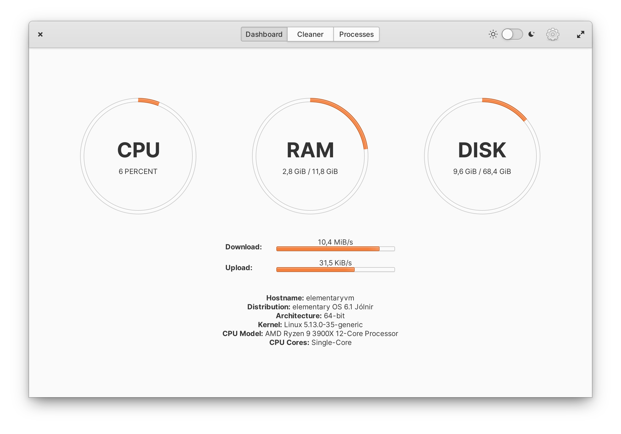 Current version of Optimizer running on elementary OS 6.1