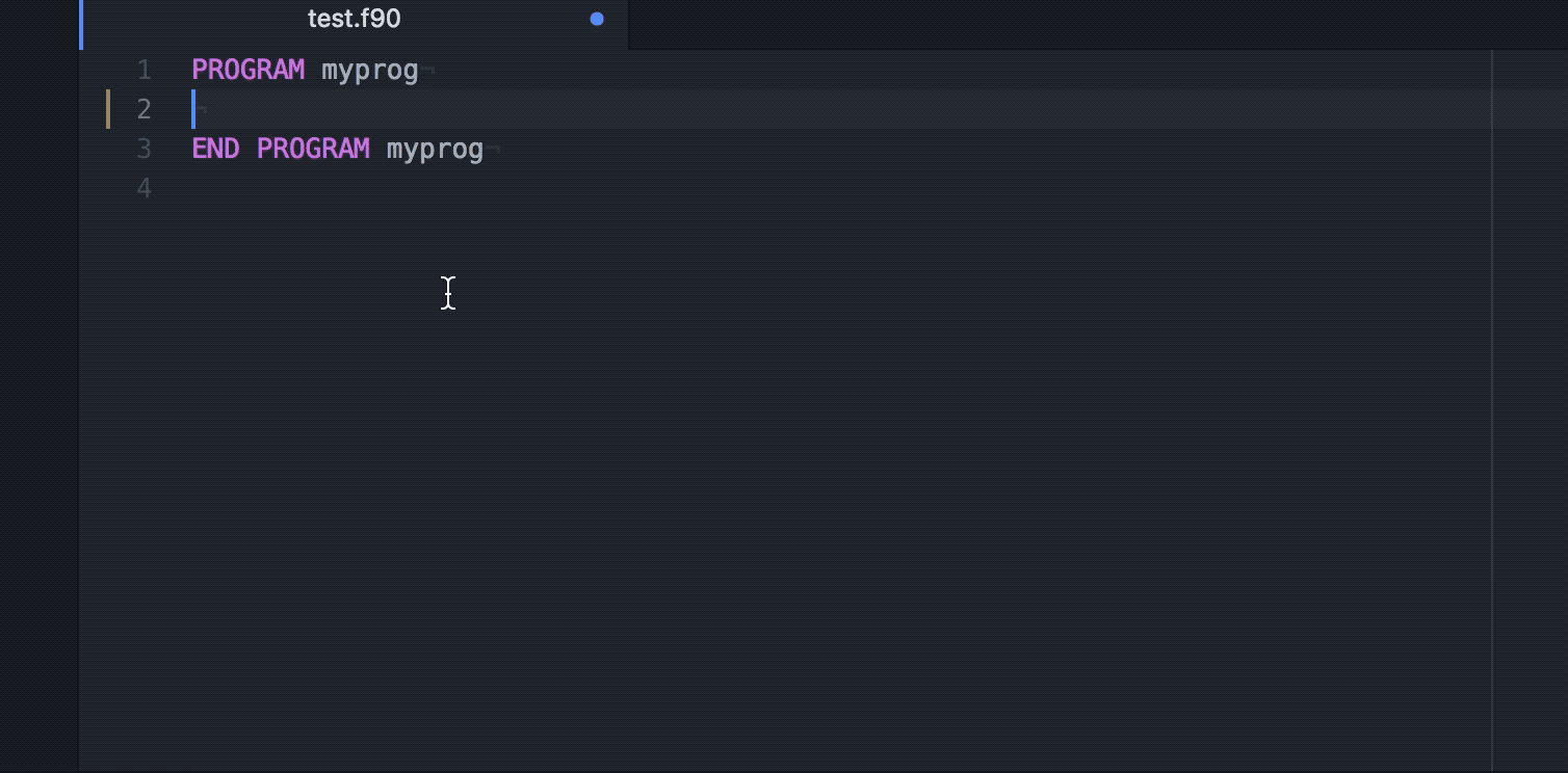 simply fortran autocomplete functions