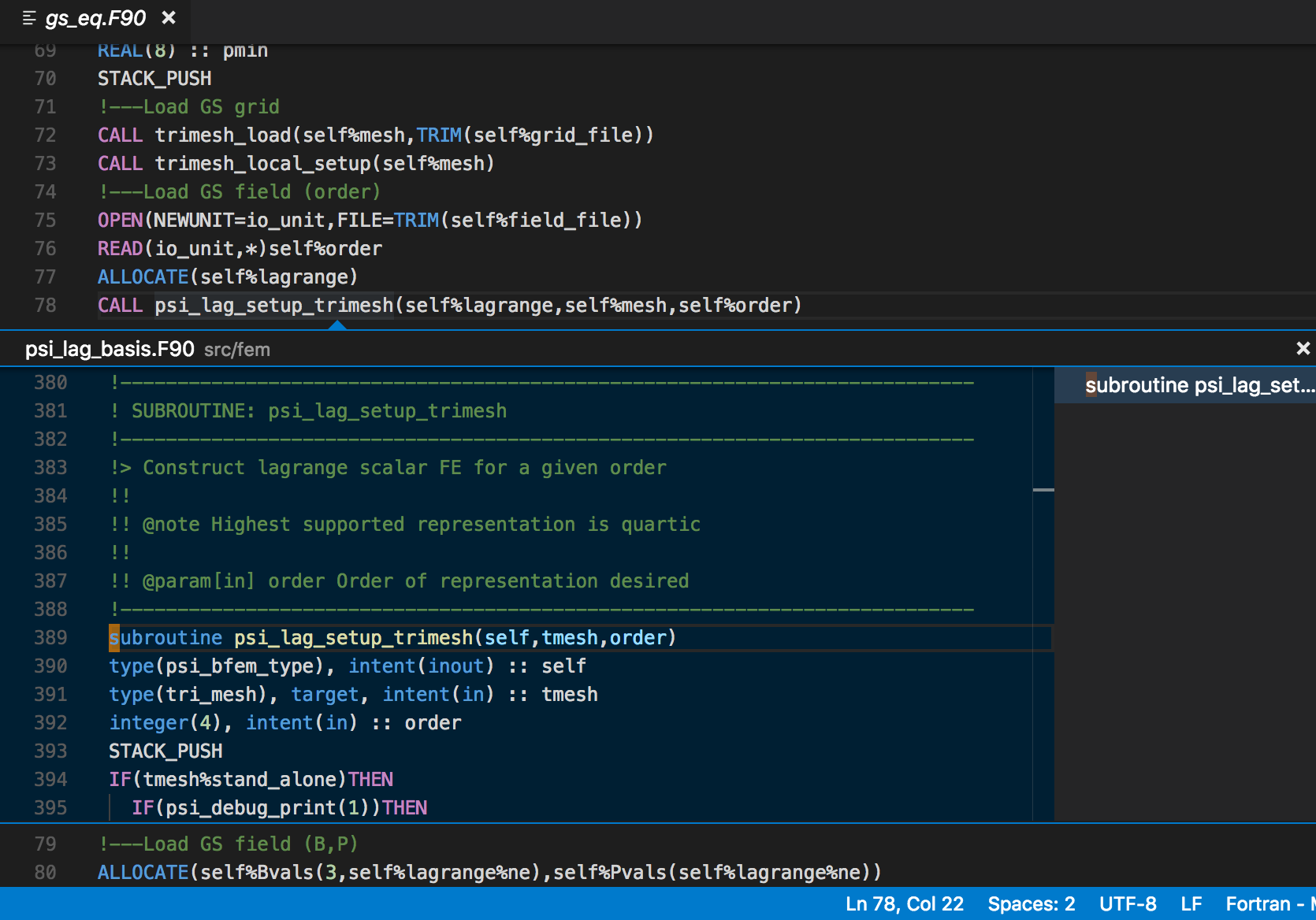 Peek definition in Fortran IntelliSense