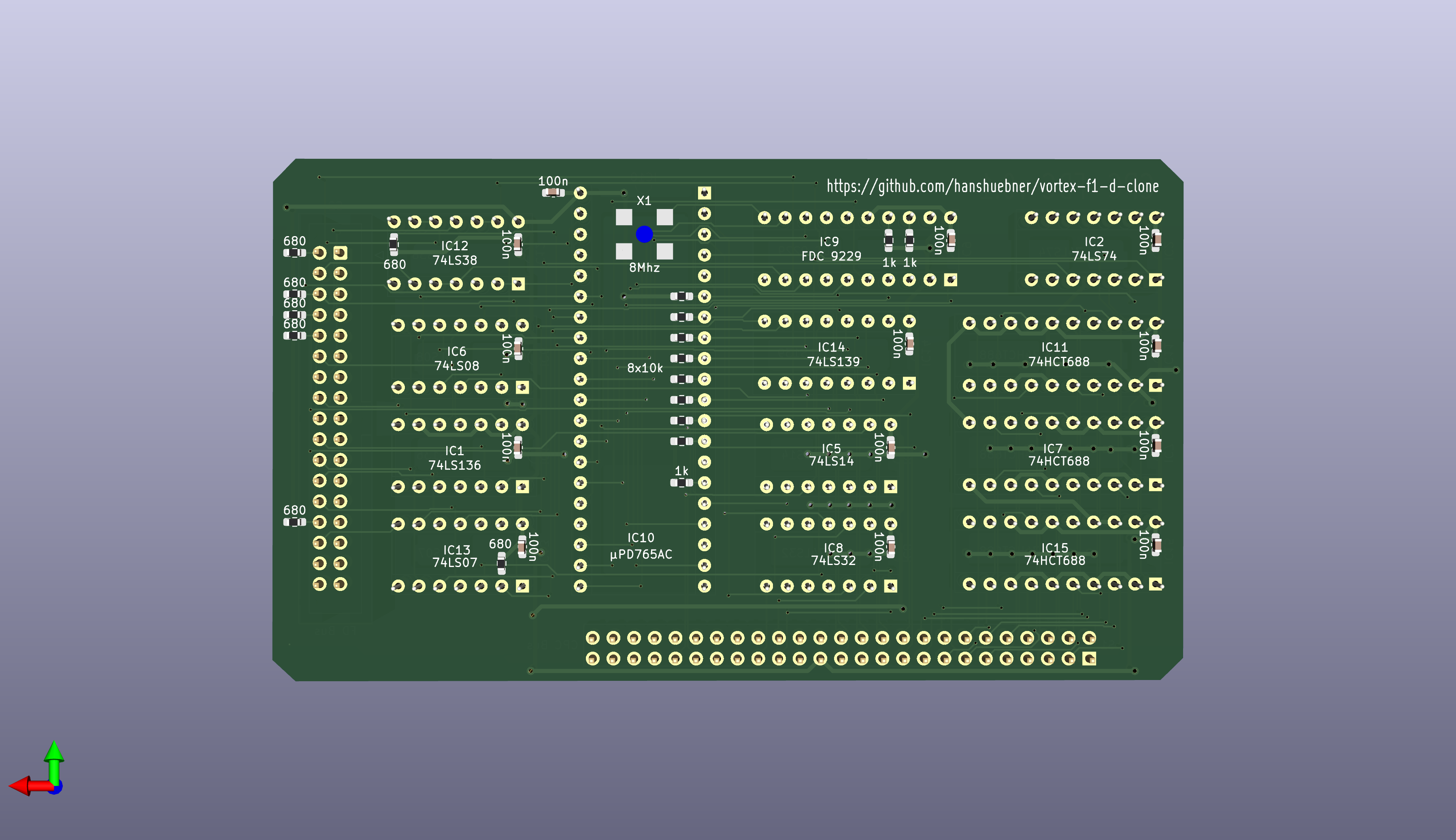 rendered picture of the no-rom PCB variant (back)