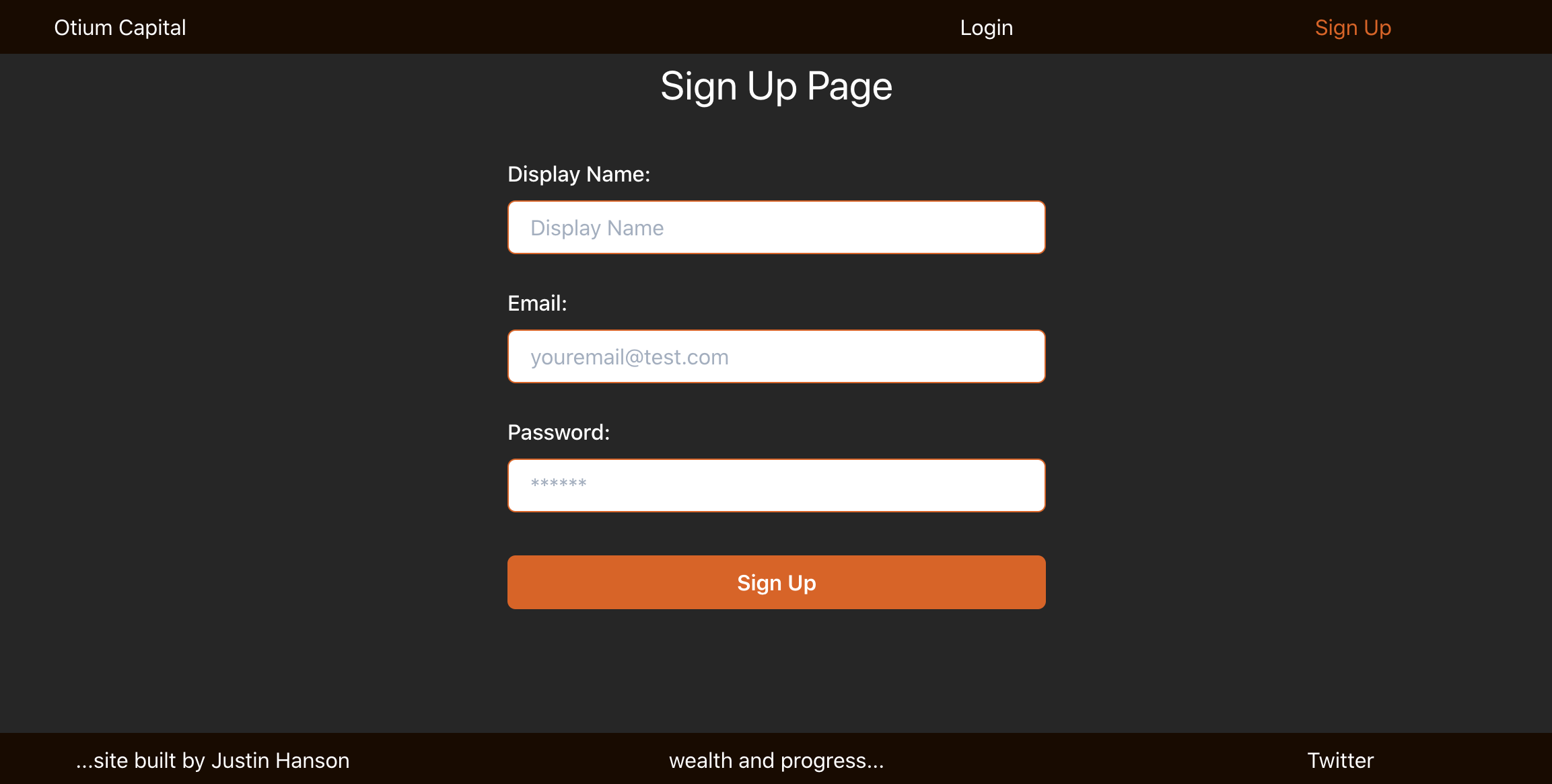 Sign Up Page