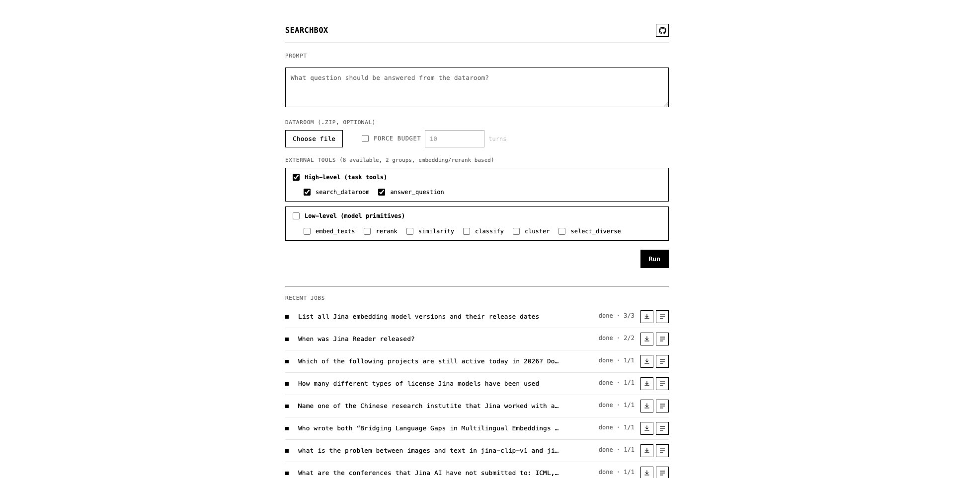 Searchbox main UI