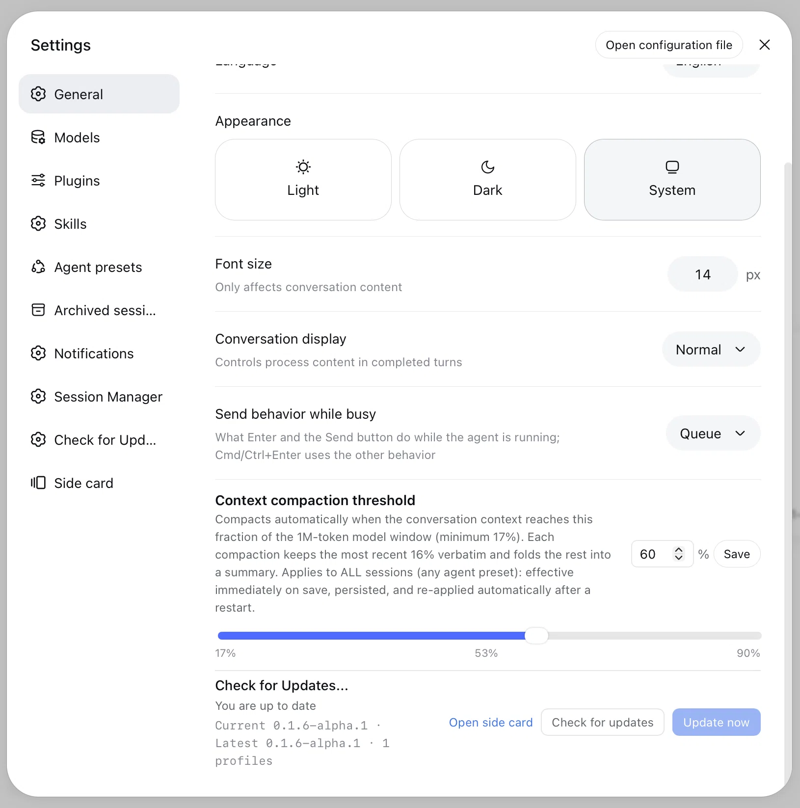 Check for Updates... in DSH Settings → General