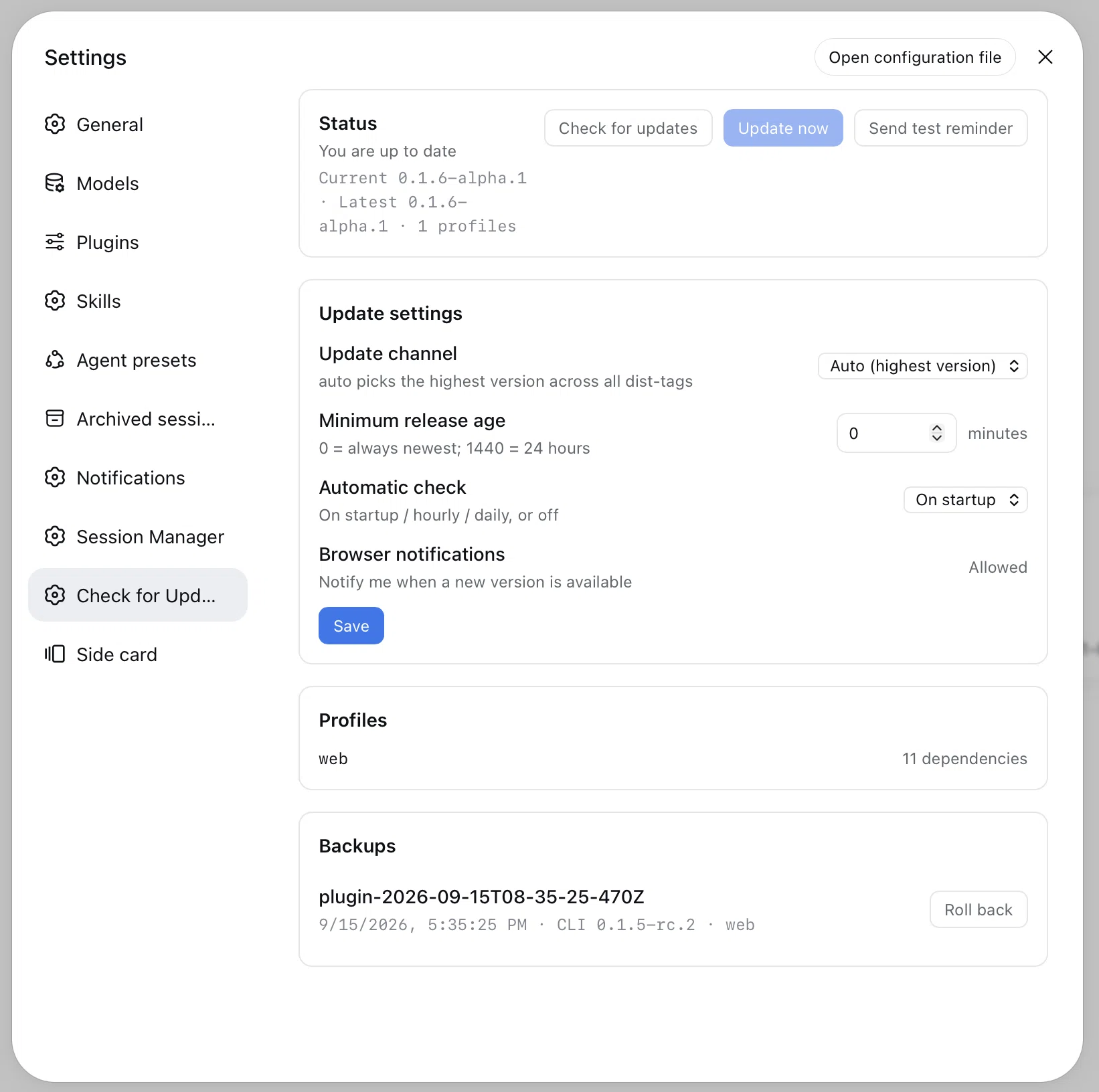 Check for Updates... in DSH Settings → plugin