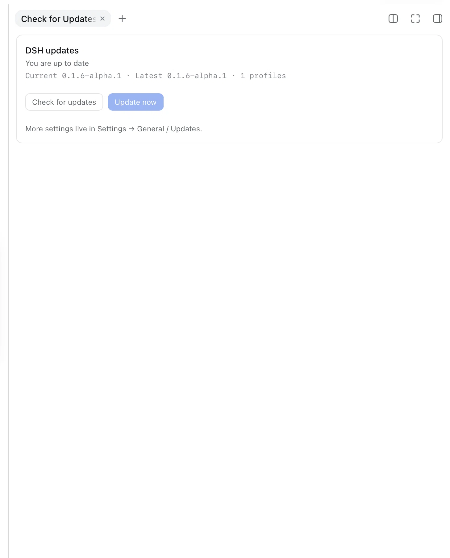 Update reminder in the right sidebar