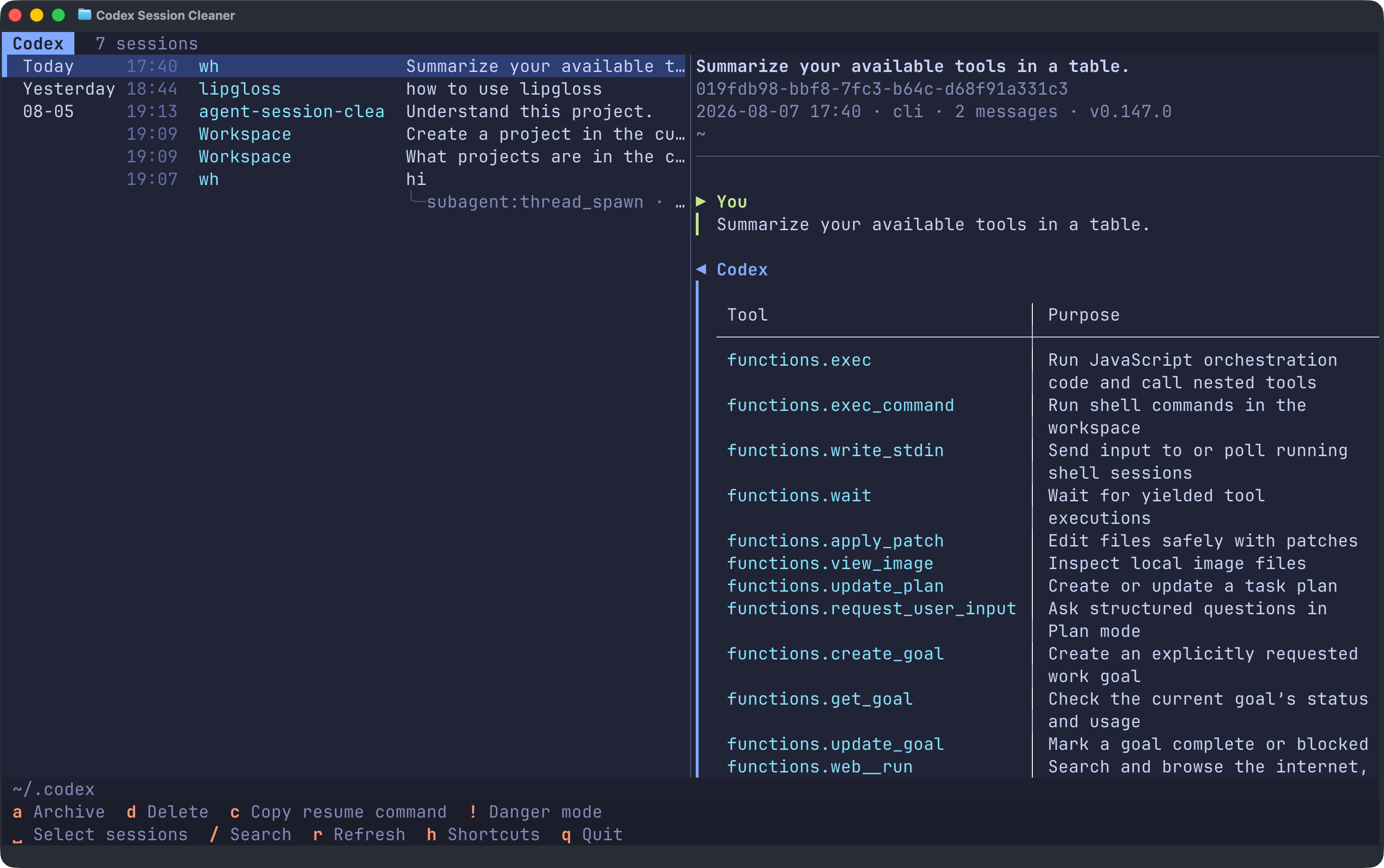 Interface preview