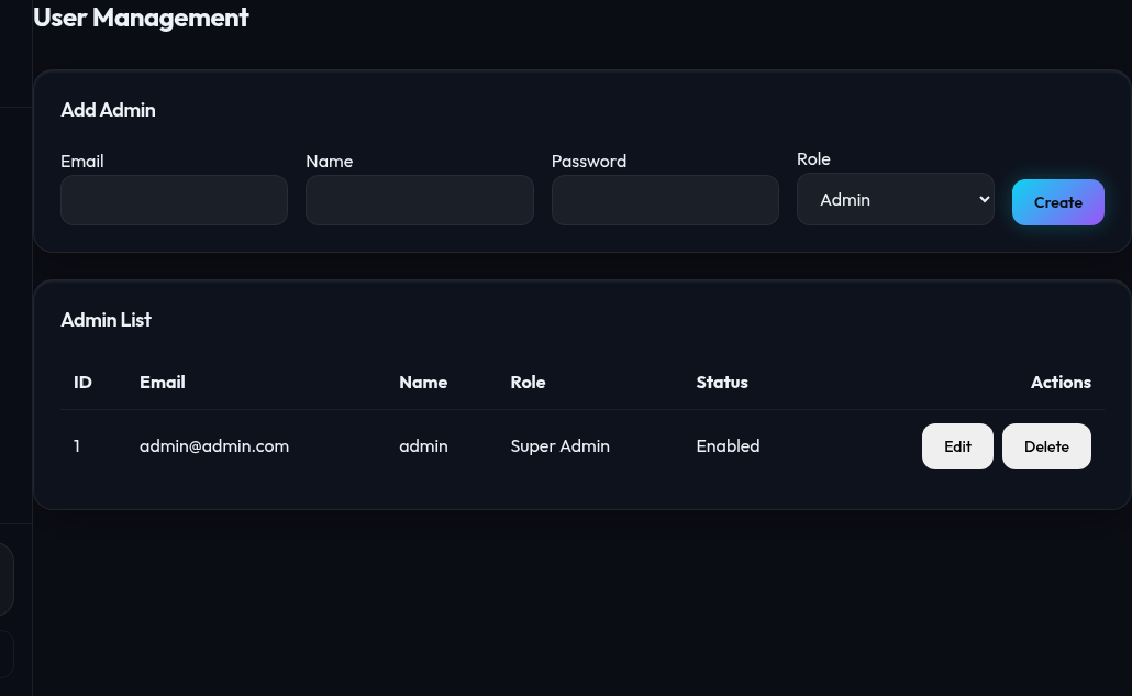 English user management screenshot