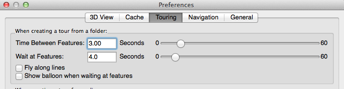 Changing flythrough timing settings