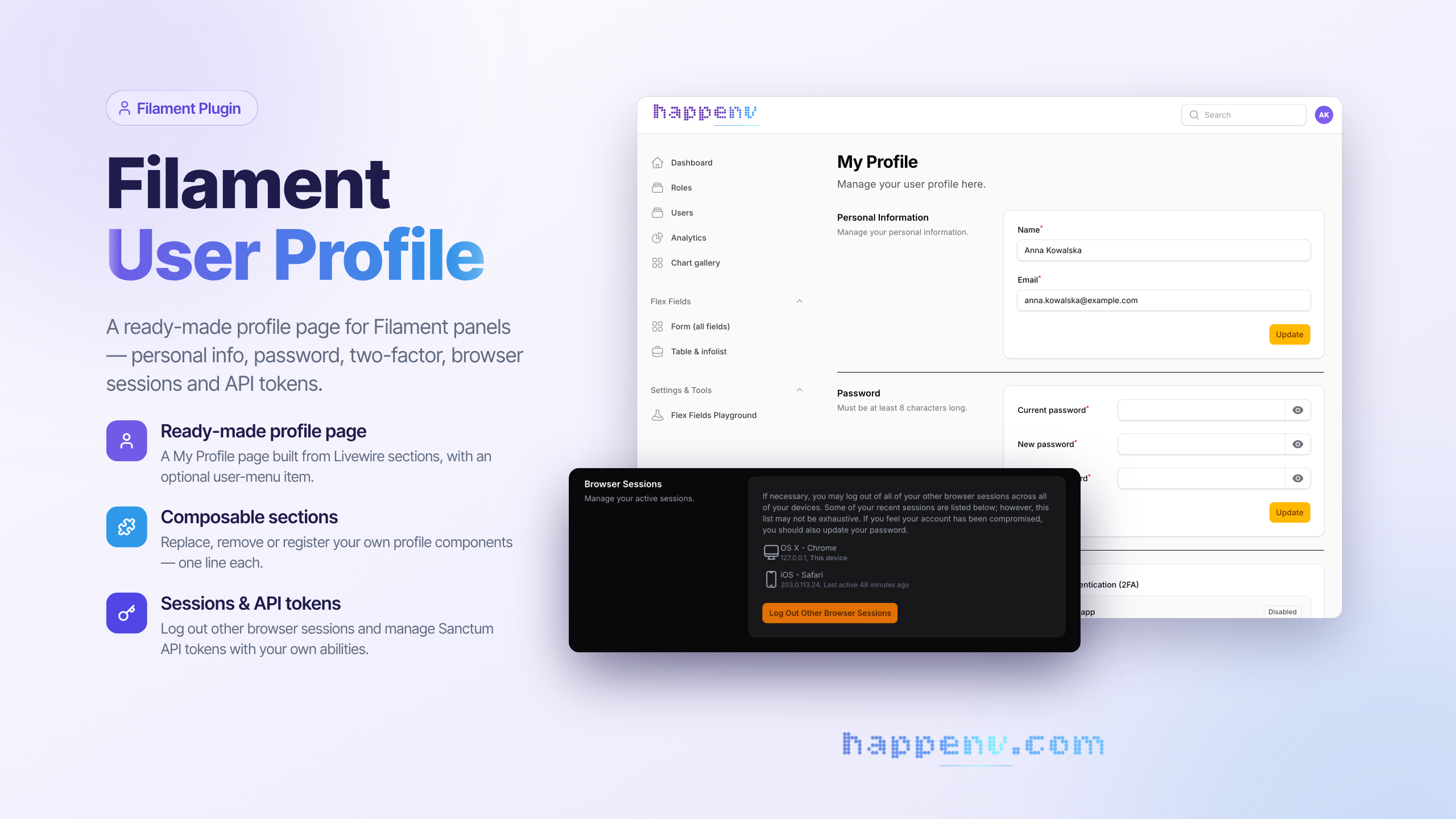 Filament User Profile