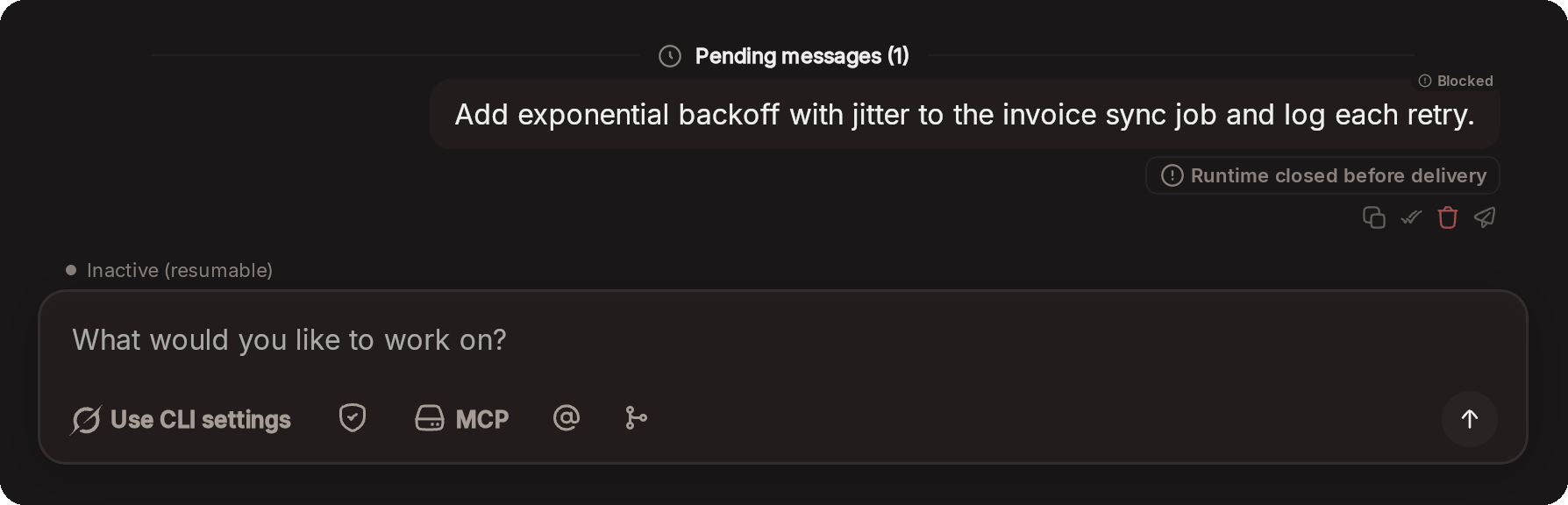 Pending queue with messages waiting while the agent works