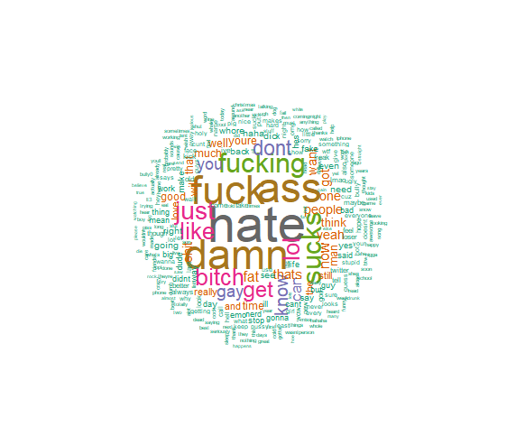 Wordcloud that contain bullying words